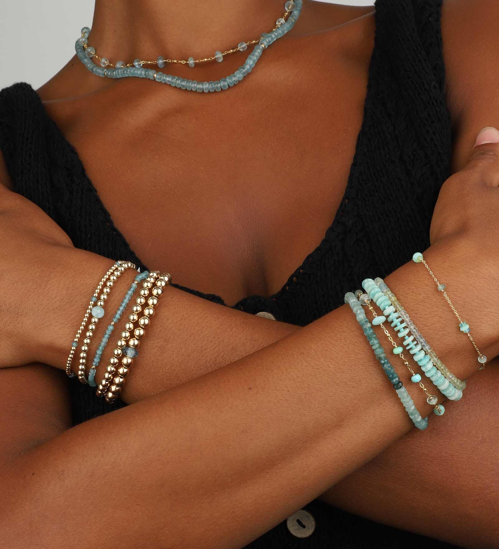 Gem Jar-Aquamarine Nugget Bracelet-Bracelets-14k Gold Filled, Aquamarine-Blue Ruby Jewellery-Vancouver Canada