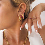 Luv AJ-Baby Amalfi Tube Hoops-Earrings-18k Gold Plated-Blue Ruby Jewellery-Vancouver Canada