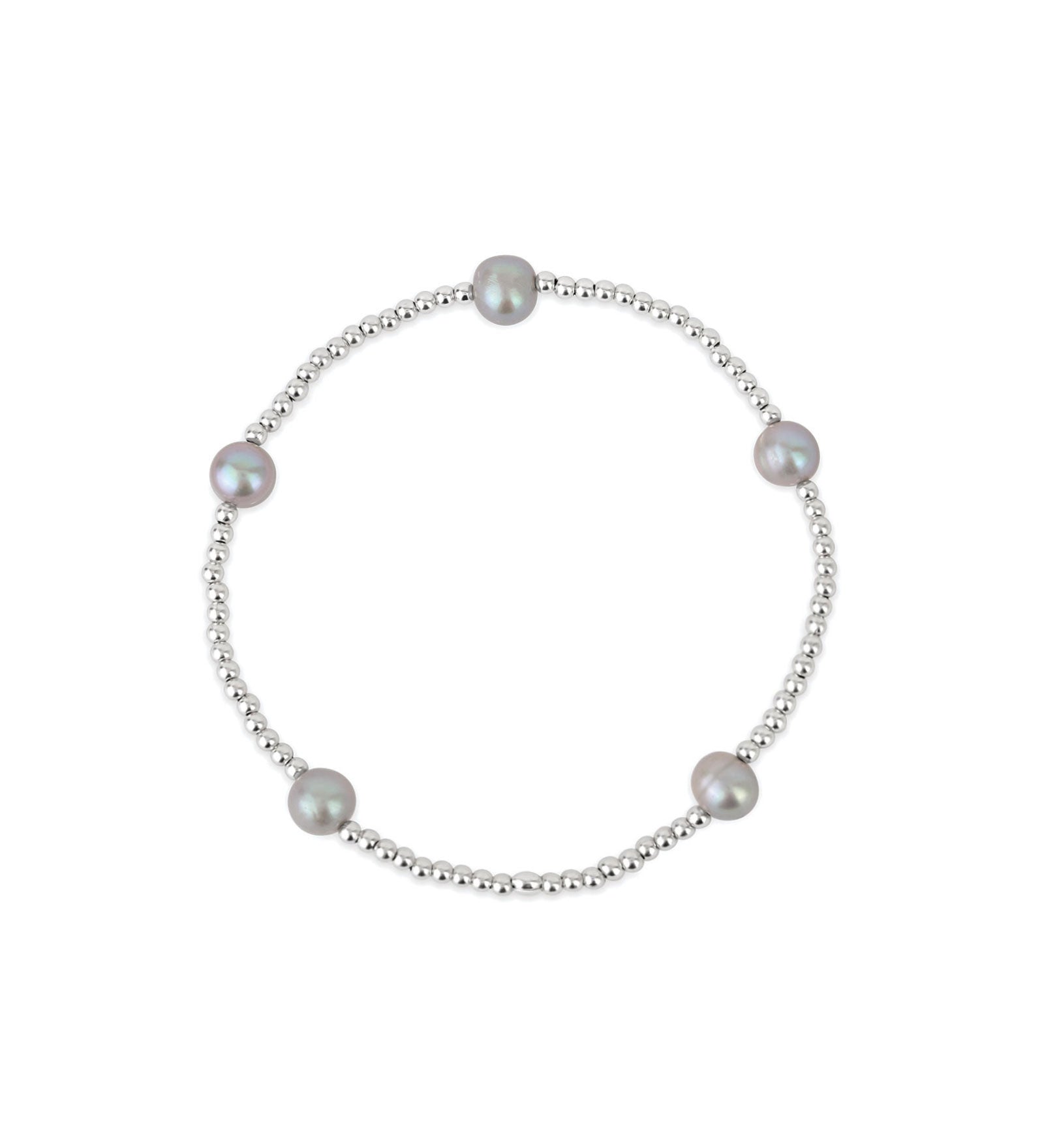 Cause We Care-Bead Station Pearl Bracelet | 2mm-Bracelets-Sterling Silver, Grey Pearl-Blue Ruby Jewellery-Vancouver Canada