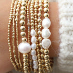 Cause We Care-Beaded Oval Pearl Bracelet I 3mm-Bracelets-14k Gold-fill, Freshwater Pearl-Blue Ruby Jewellery-Vancouver Canada