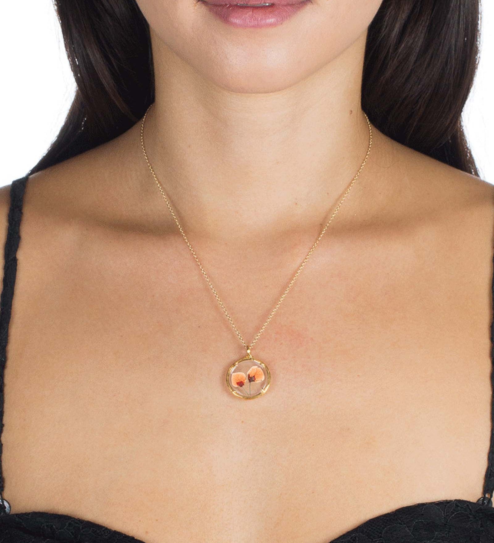 Catherine Weitzman-Birth Month Flower Botanical Necklace I Small-Necklaces-October I 18k Gold Vermeil, Orange Blossom-Blue Ruby Jewellery-Vancouver Canada