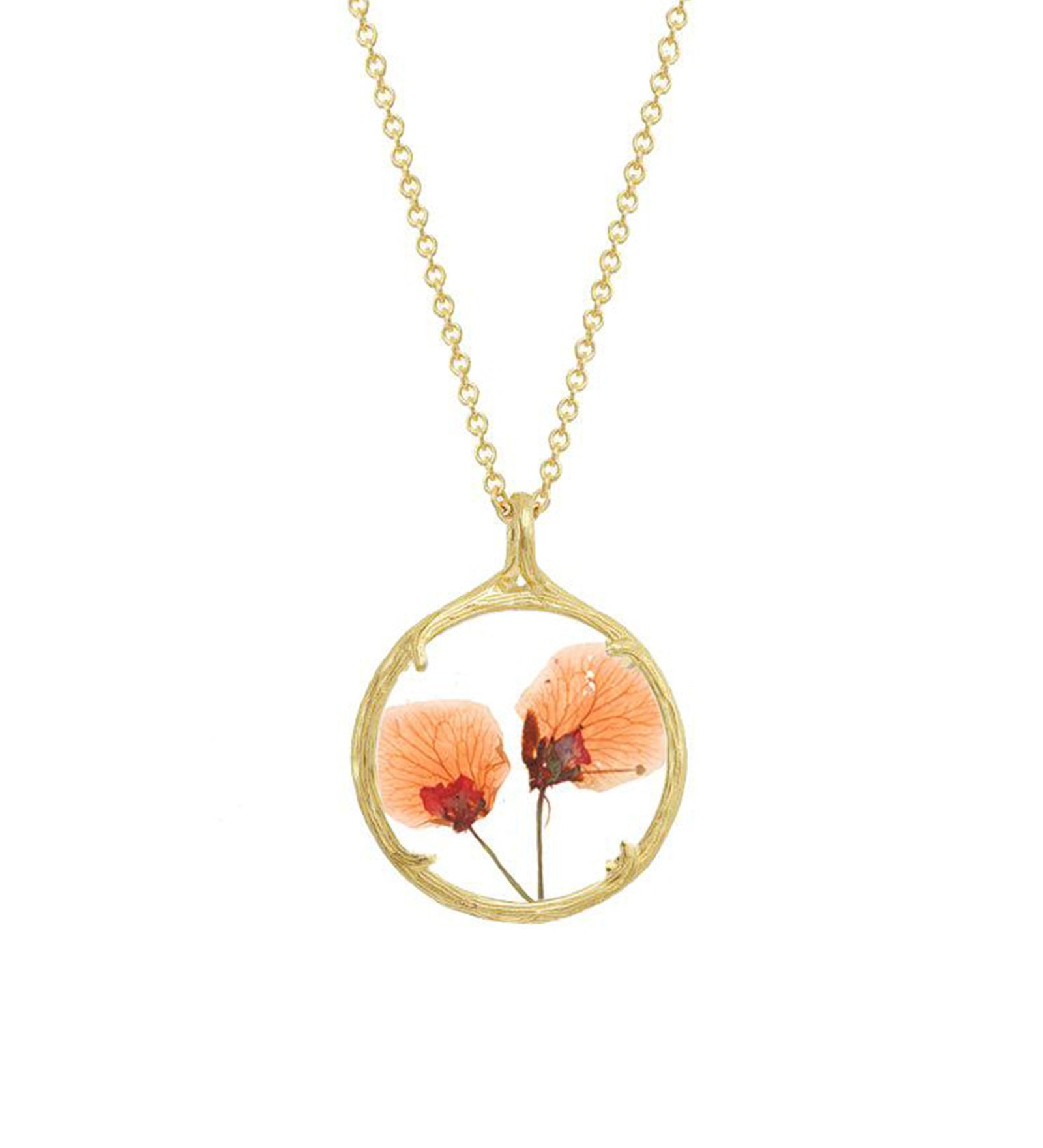 Catherine Weitzman-Birth Month Flower Botanical Necklace I Small-Necklaces-October I 18k Gold Vermeil, Orange Blossom-Blue Ruby Jewellery-Vancouver Canada