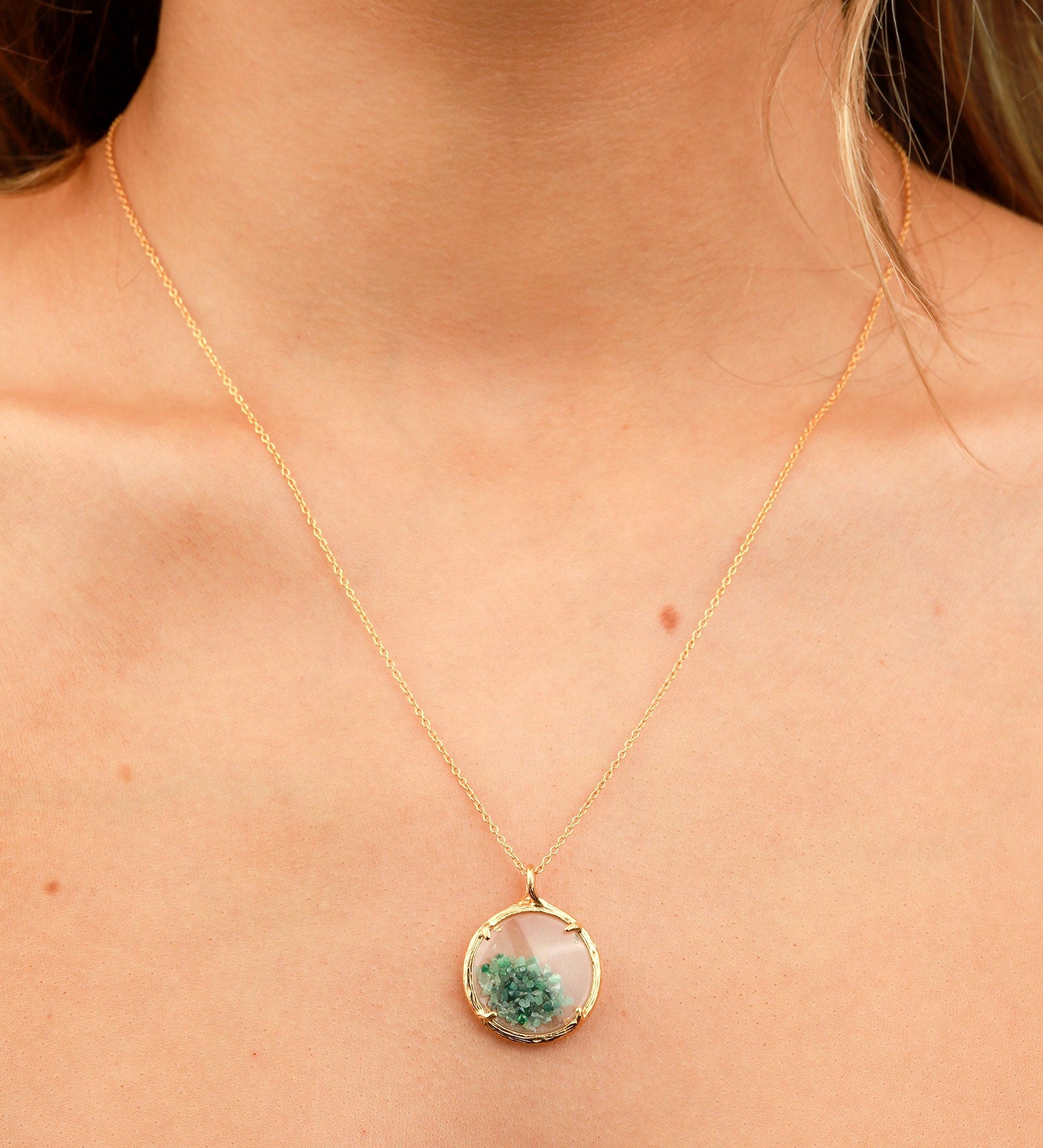 Catherine Weitzman-Birthstone Shaker Necklace I Small-Necklaces-18k Gold Vermeil, Emerald-Blue Ruby Jewellery-Vancouver Canada