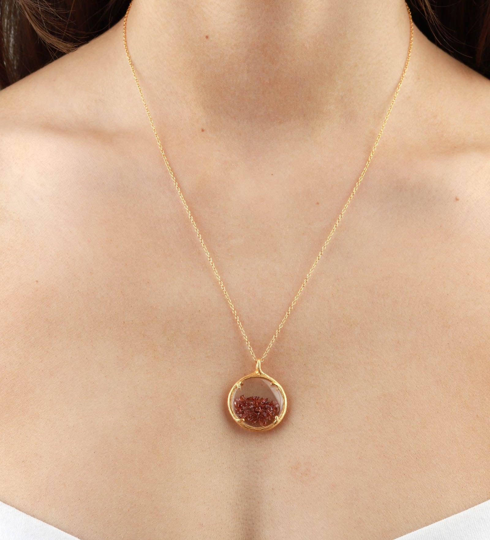 Catherine Weitzman-Birthstone Shaker Necklace I Small-Necklaces-18k Gold Vermeil, Garnet-Blue Ruby Jewellery-Vancouver Canada