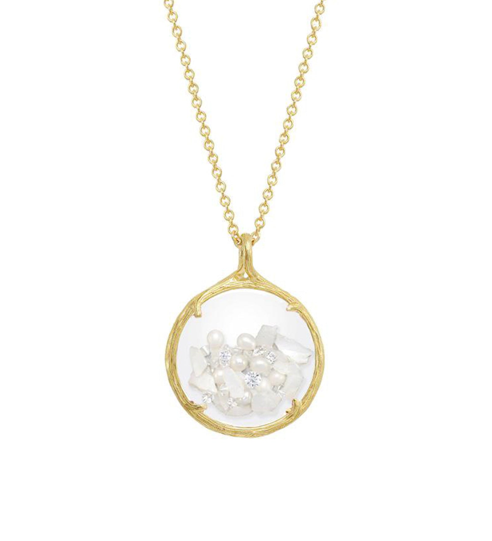 Catherine Weitzman-Birthstone Shaker Necklace I Small-Necklaces-18k Gold Vermeil, Pearl-Blue Ruby Jewellery-Vancouver Canada