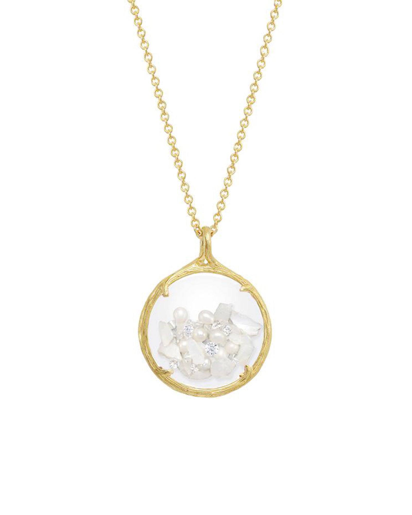 Catherine Weitzman-Birthstone Shaker Necklace I Small-Necklaces-18k Gold Vermeil, Pearl-Blue Ruby Jewellery-Vancouver Canada