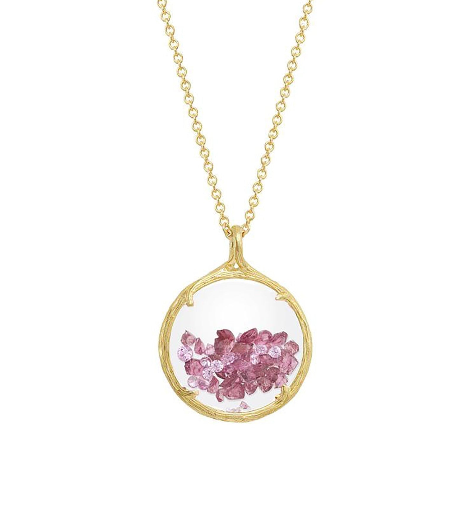 Catherine Weitzman-Birthstone Shaker Necklace I Small-Necklaces-18k Gold Vermeil, Pink Tourmaline-Blue Ruby Jewellery-Vancouver Canada