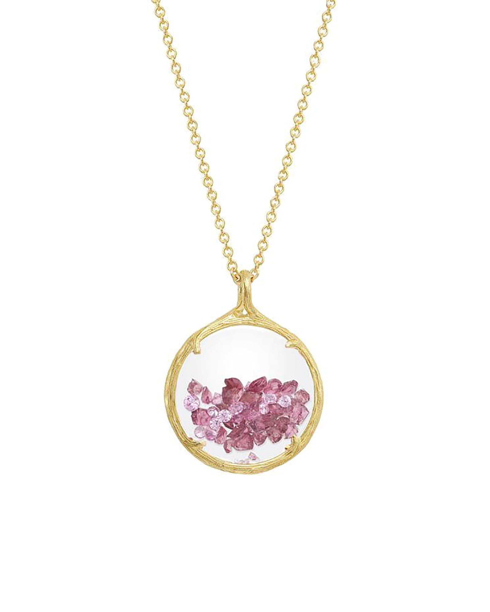 Catherine Weitzman-Birthstone Shaker Necklace I Small-Necklaces-18k Gold Vermeil, Pink Tourmaline-Blue Ruby Jewellery-Vancouver Canada