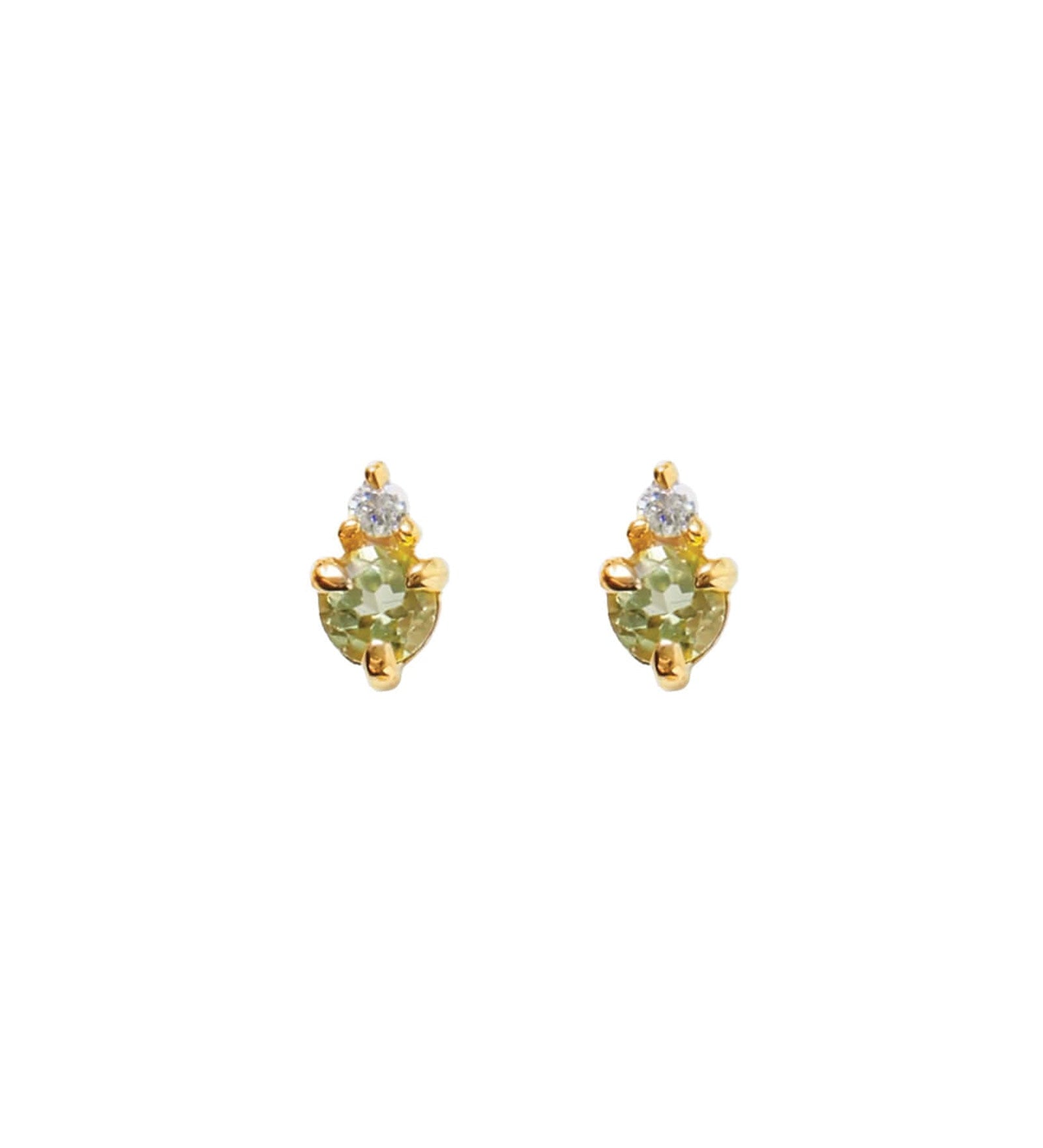 Quiet Icon-Birthstone Studs | August-Earrings-14k Gold Vermeil Peridot Cubic Zirconia-Blue Ruby Jewellery-Vancouver Canada