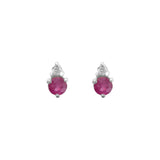 Quiet Icon-Birthstone Studs | July-Earrings-Rhodium Plated Sterling Silver, Cubic Zirconia-Blue Ruby Jewellery-Vancouver Canada