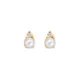 Quiet Icon-Birthstone Studs | June-Earrings-14k Gold Vermeil, White Pearl-Blue Ruby Jewellery-Vancouver Canada