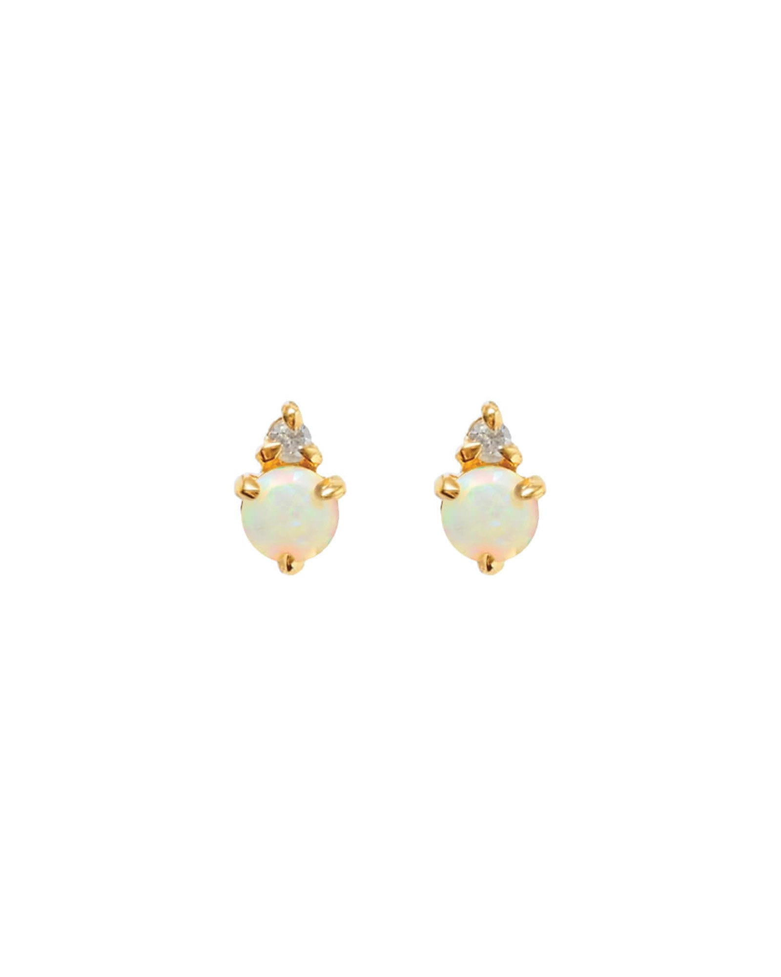 Quiet Icon-Birthstone Studs | October-Earrings-14k Gold Vermeil, Opal-Blue Ruby Jewellery-Vancouver Canada