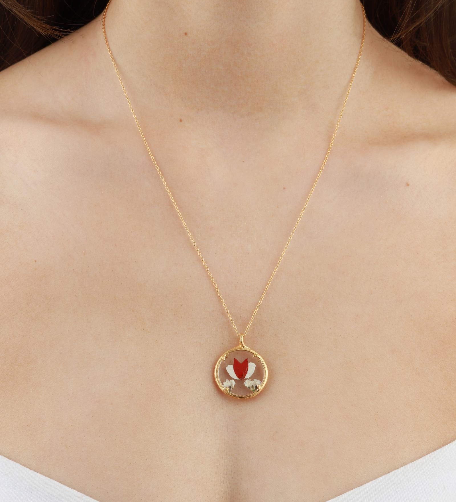 Catherine Weitzman-Botanical Necklace | Small-Necklaces-18k Gold Vermeil, Hearts A Fire-Blue Ruby Jewellery-Vancouver Canada