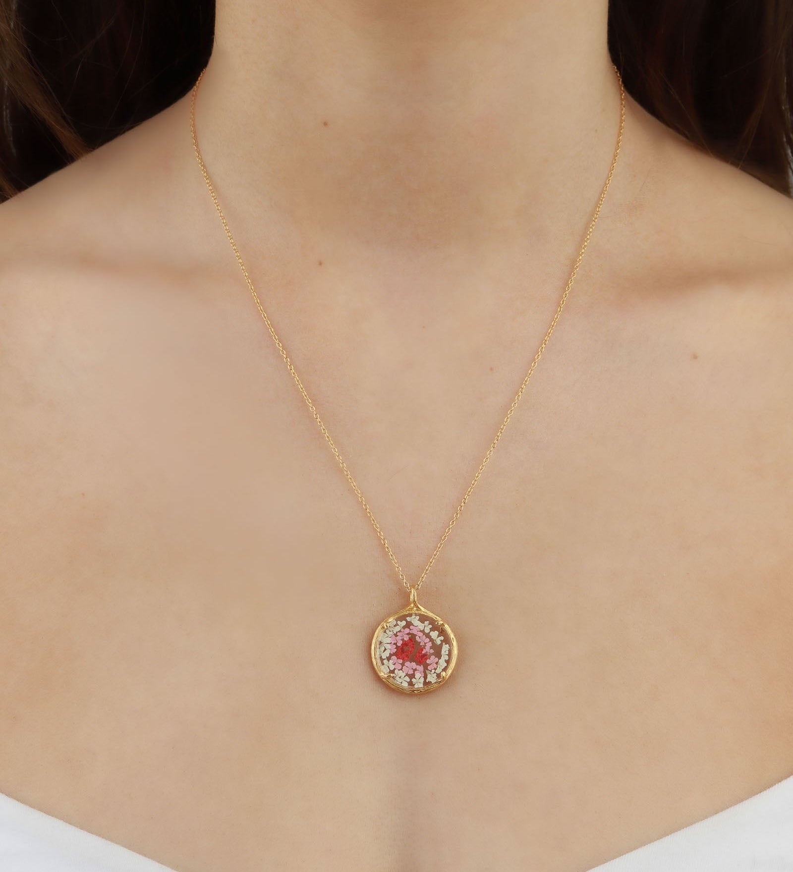 Catherine Weitzman-Botanical Necklace | Small-Necklaces-18k Gold Vermeil, Red Ombre-Blue Ruby Jewellery-Vancouver Canada