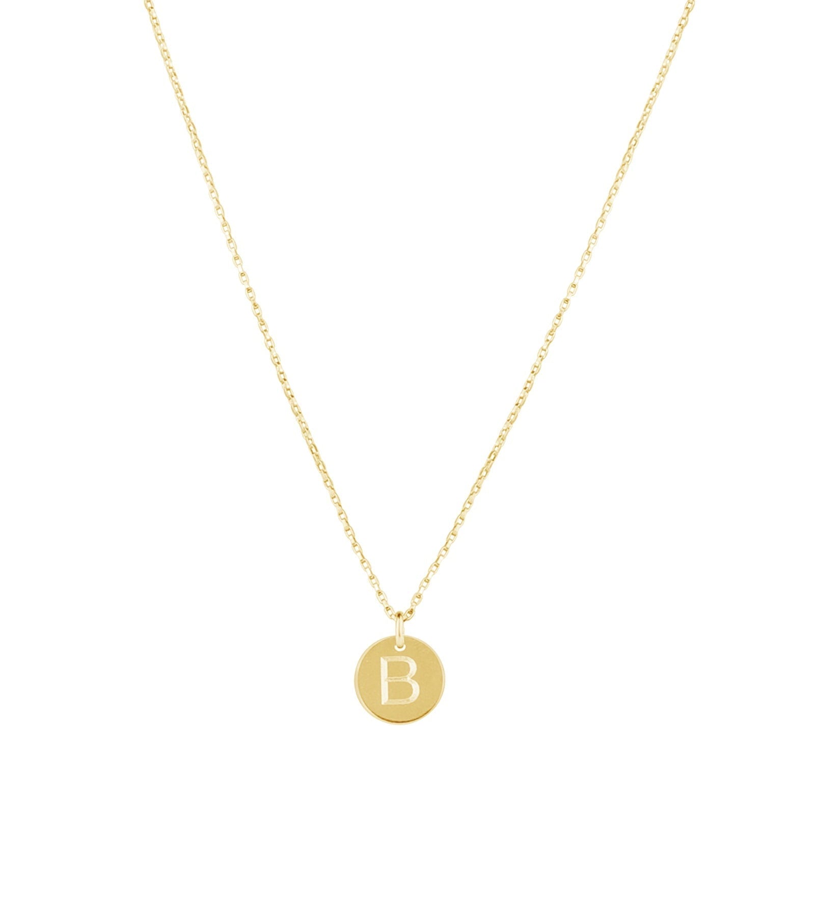 1948-Box Chain Initial Necklace-Necklaces-14k Gold-fill-B-Blue Ruby Jewellery-Vancouver Canada