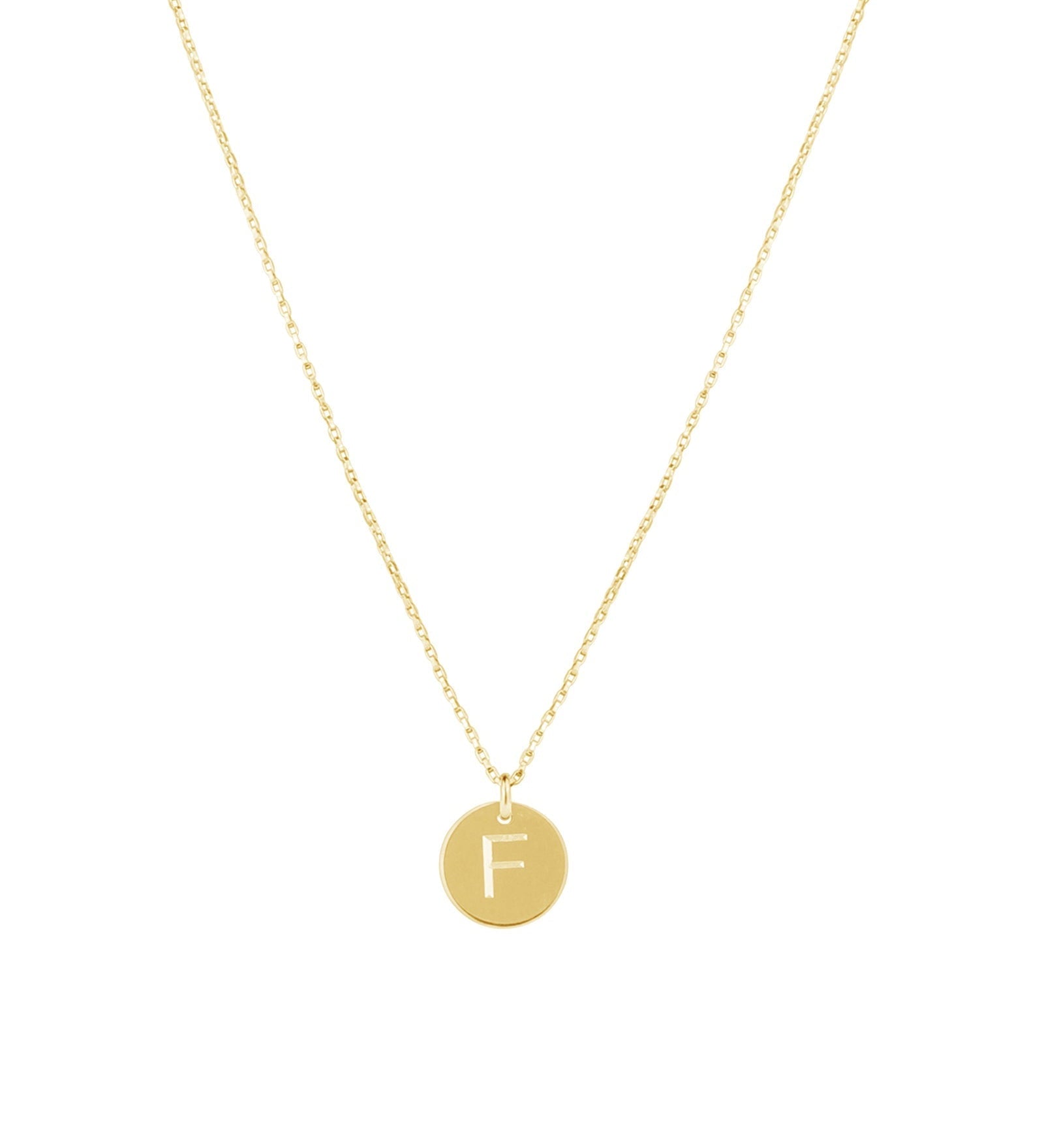 1948-Box Chain Initial Necklace-Necklaces-14k Gold-fill-F-Blue Ruby Jewellery-Vancouver Canada