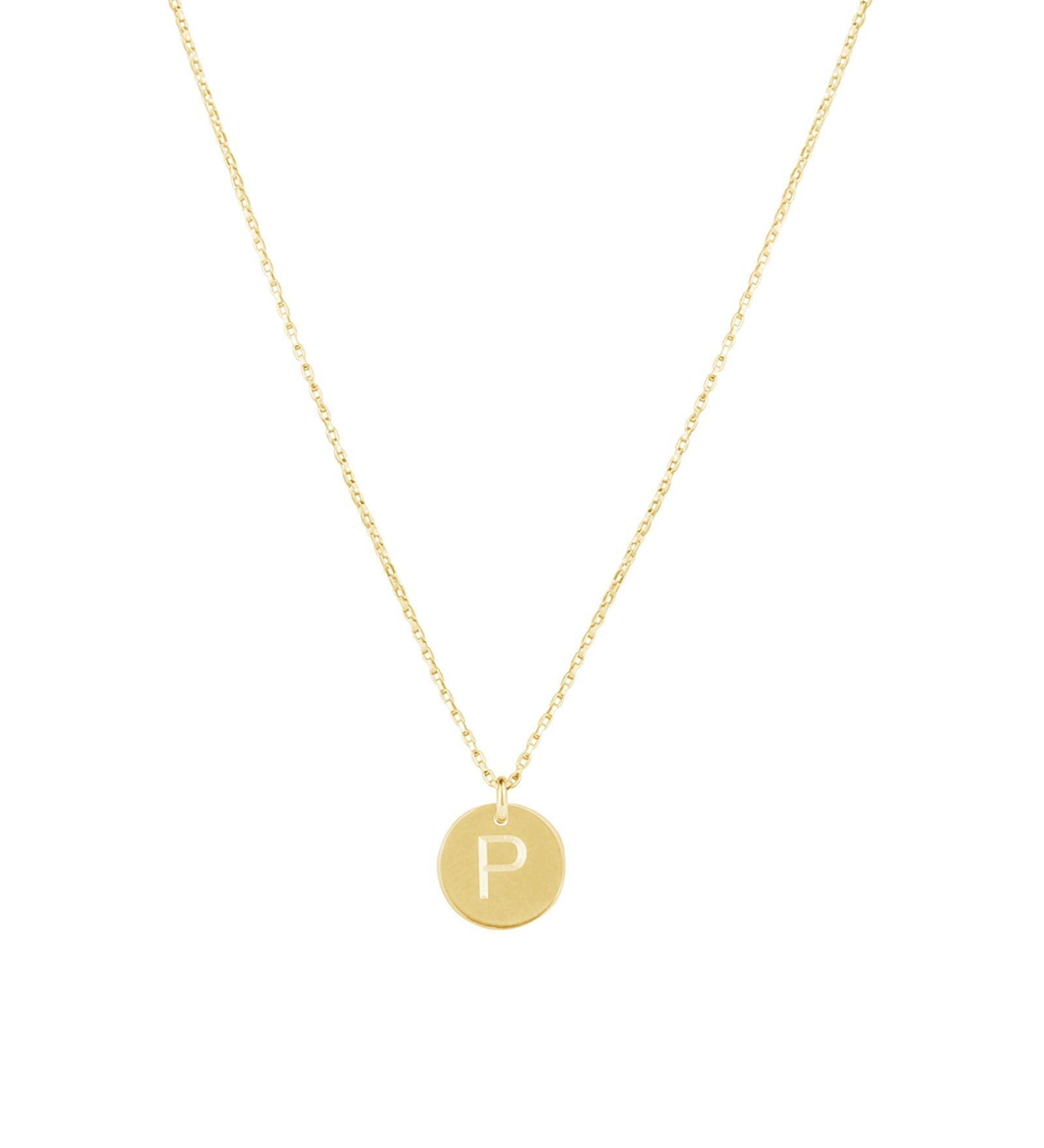 1948-Box Chain Initial Necklace-Necklaces-14k Gold-fill-P-Blue Ruby Jewellery-Vancouver Canada