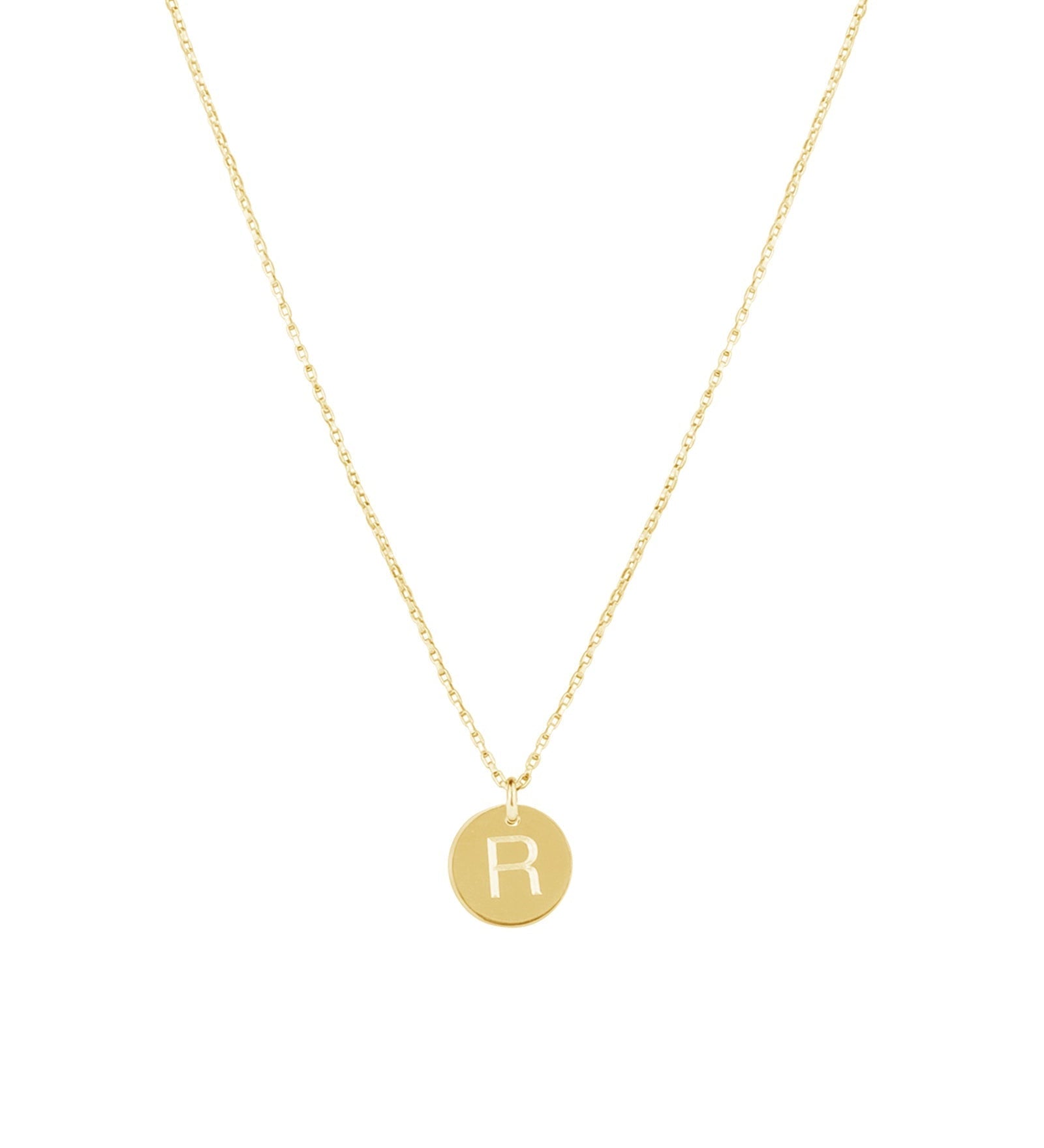 1948-Box Chain Initial Necklace-Necklaces-14k Gold-fill-R-Blue Ruby Jewellery-Vancouver Canada