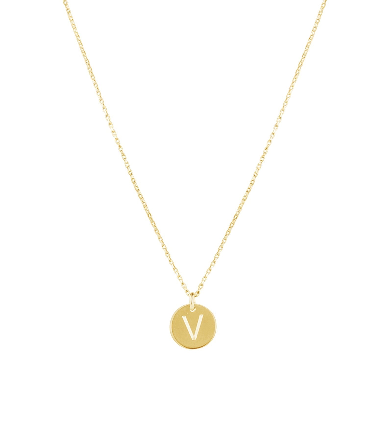 1948-Box Chain Initial Necklace-Necklaces-14k Gold-fill-V-Blue Ruby Jewellery-Vancouver Canada