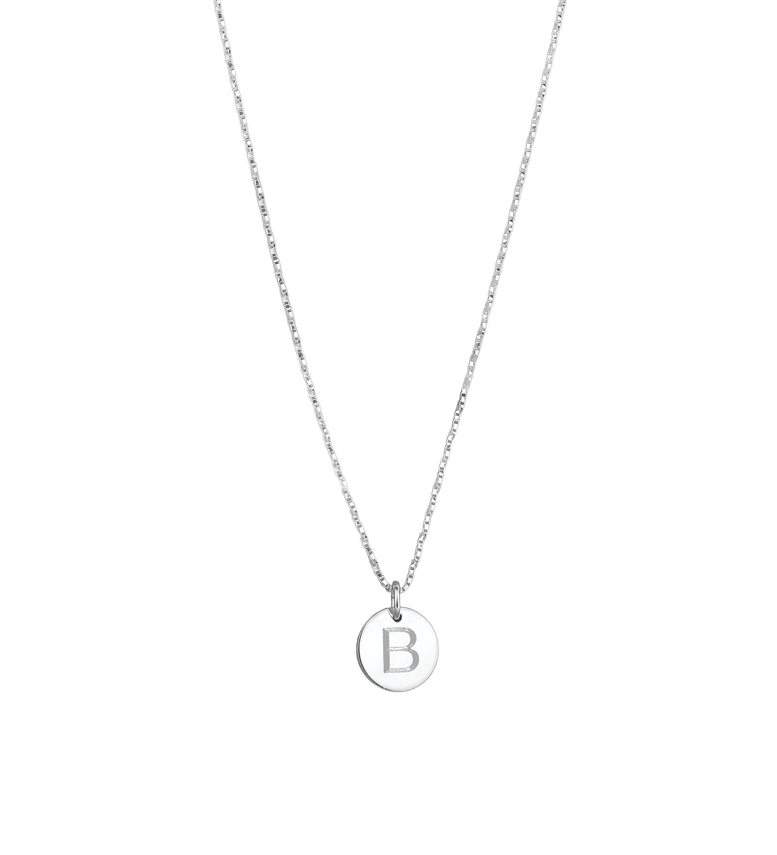 1948-Box Chain Initial Necklace-Necklaces-Sterling Silver-B-Blue Ruby Jewellery-Vancouver Canada