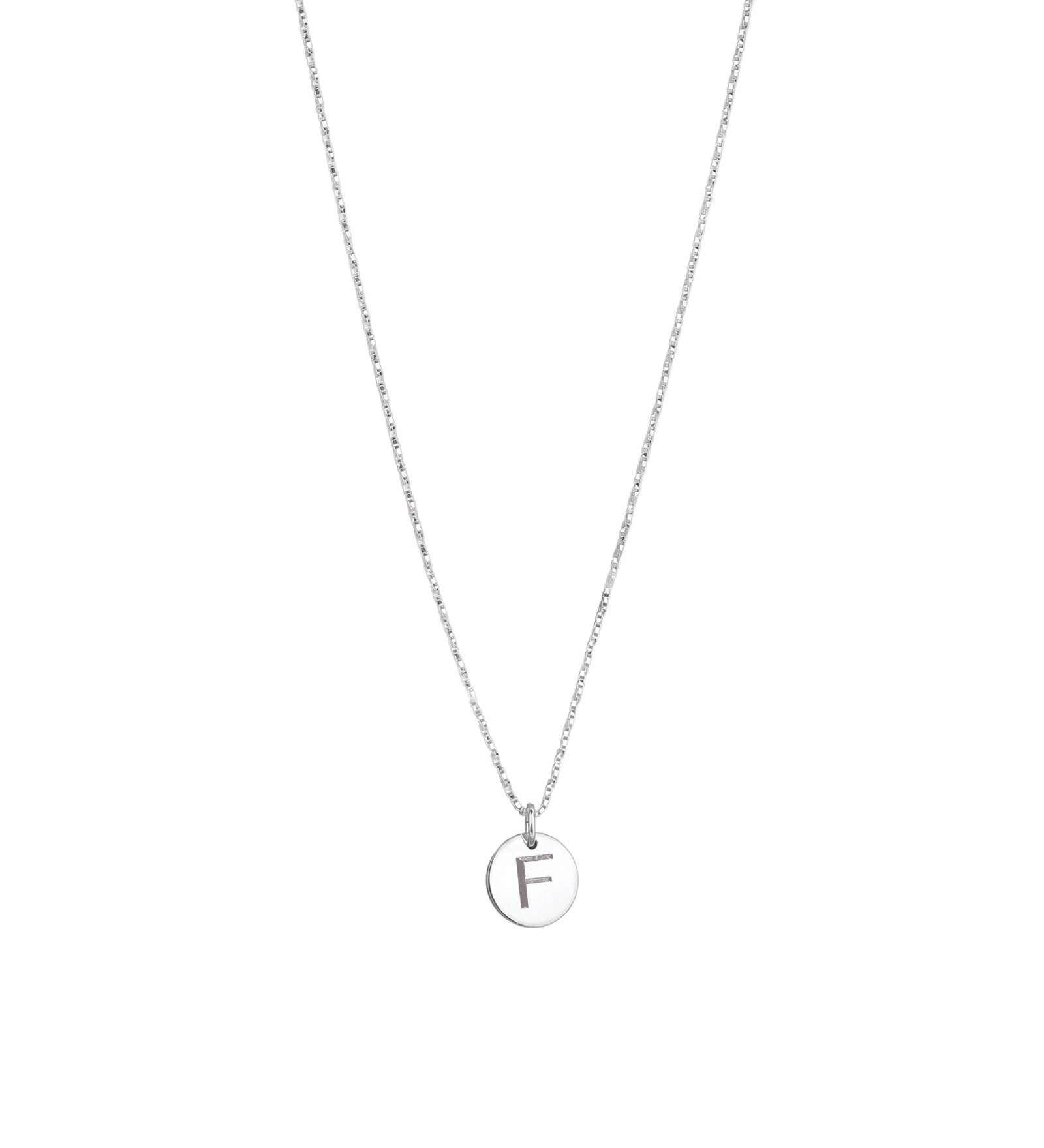 1948-Box Chain Initial Necklace-Necklaces-Sterling Silver-F-Blue Ruby Jewellery-Vancouver Canada