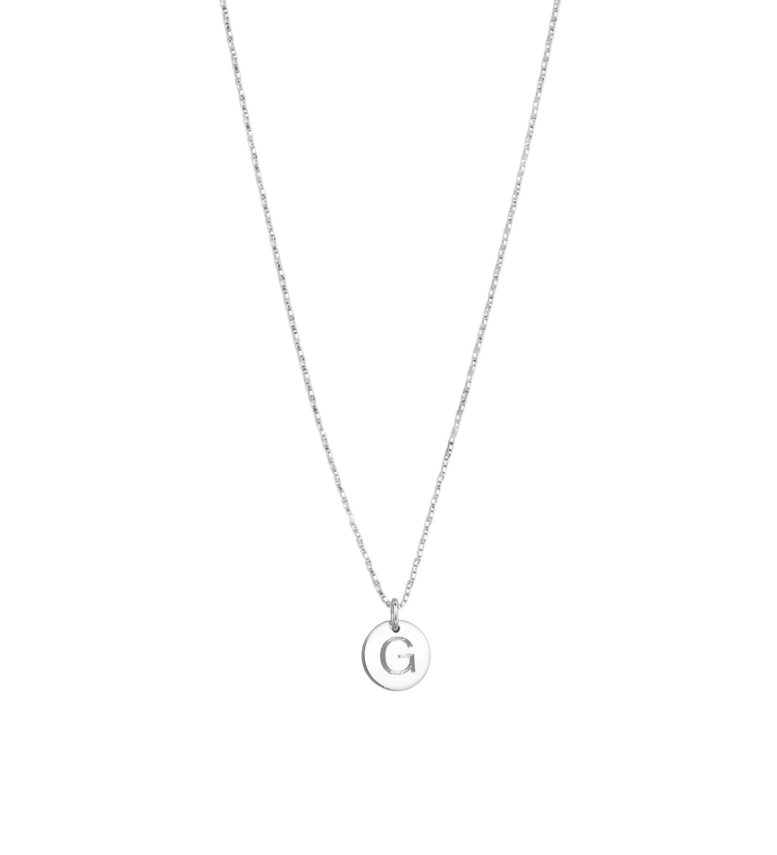 1948-Box Chain Initial Necklace-Necklaces-Sterling Silver-G-Blue Ruby Jewellery-Vancouver Canada