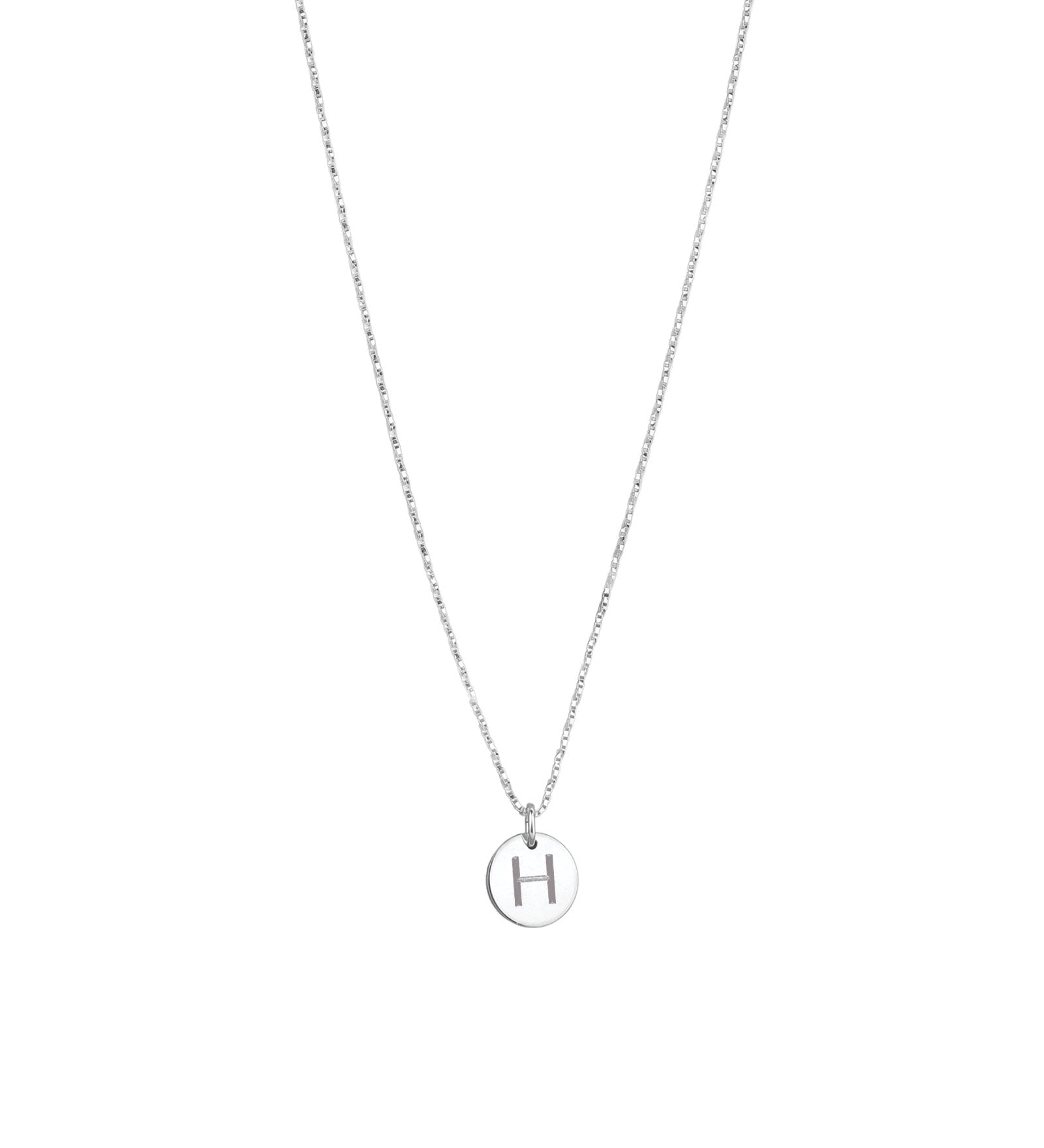 1948-Box Chain Initial Necklace-Necklaces-Sterling Silver-H-Blue Ruby Jewellery-Vancouver Canada