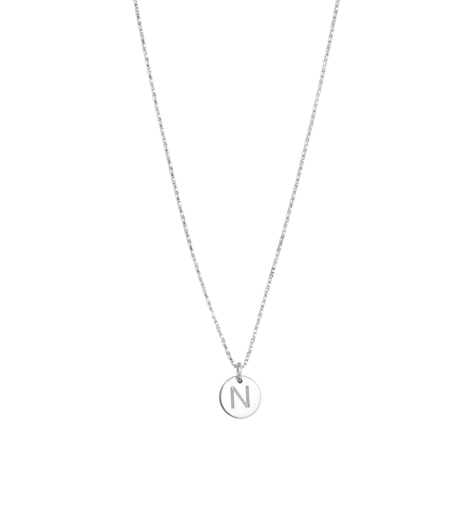 1948-Box Chain Initial Necklace-Necklaces-Sterling Silver-N-Blue Ruby Jewellery-Vancouver Canada