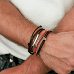 Braided Button Slider Bracelet-Men's-Scosha Men-Silver, Black-Blue Ruby Jewellery-Vancouver-Canada