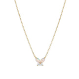 Quiet Icon-Butterfly Opal + CZ Necklace-Necklaces-14k Gold Vermeil, Cubic Zirconia-Blue Ruby Jewellery-Vancouver Canada