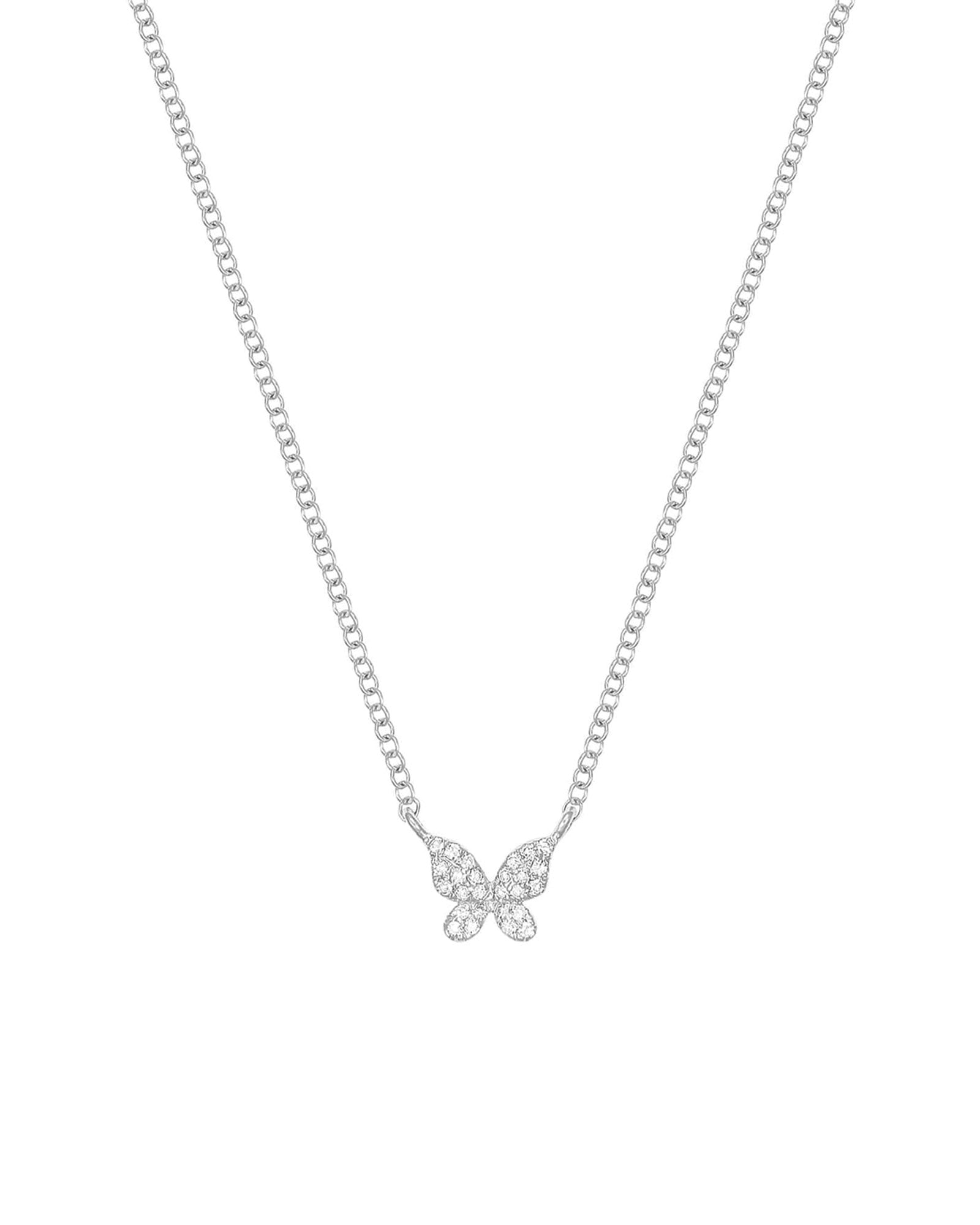 Quiet Icon-Butterfly Pave Necklace-Necklaces-Rhodium Plated Sterling Silver, Cubic Zirconia-Blue Ruby Jewellery-Vancouver Canada