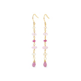 Poppy Rose-Cindy Hooks-Earrings-14k Gold Filled, Pink Sapphire, Pink Tourmaline-Blue Ruby Jewellery-Vancouver Canada