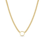 Zoe Chicco-Circle Pendant Small Curb Chain Necklace-Necklaces-14k Yellow Gold-Blue Ruby Jewellery-Vancouver Canada