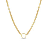 Zoe Chicco-Circle Pendant Small Curb Chain Necklace-Necklaces-14k Yellow Gold-Blue Ruby Jewellery-Vancouver Canada