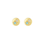 Scosha-Circle Stud I Turquoise + Diamond-Earrings-10k Yellow Gold, Turquoise, Diamond-Blue Ruby Jewellery-Vancouver Canada