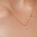 Quiet Icon-Cross Bezel CZ Necklace-Necklaces-14k Gold Vermeil, Cubic Zirconia-Blue Ruby Jewellery-Vancouver Canada