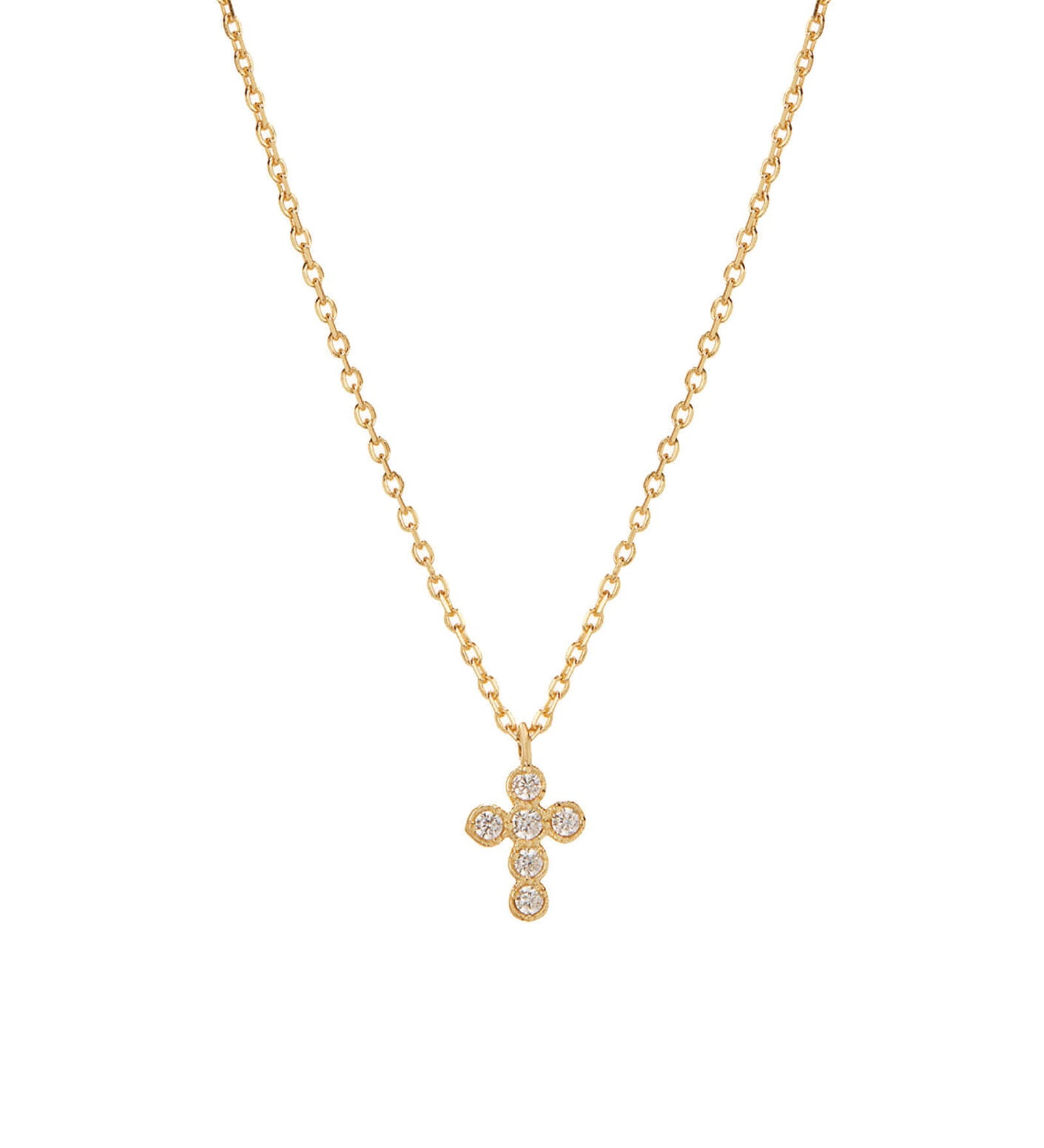 Quiet Icon-Cross Bezel CZ Necklace-Necklaces-14k Gold Vermeil, Cubic Zirconia-Blue Ruby Jewellery-Vancouver Canada