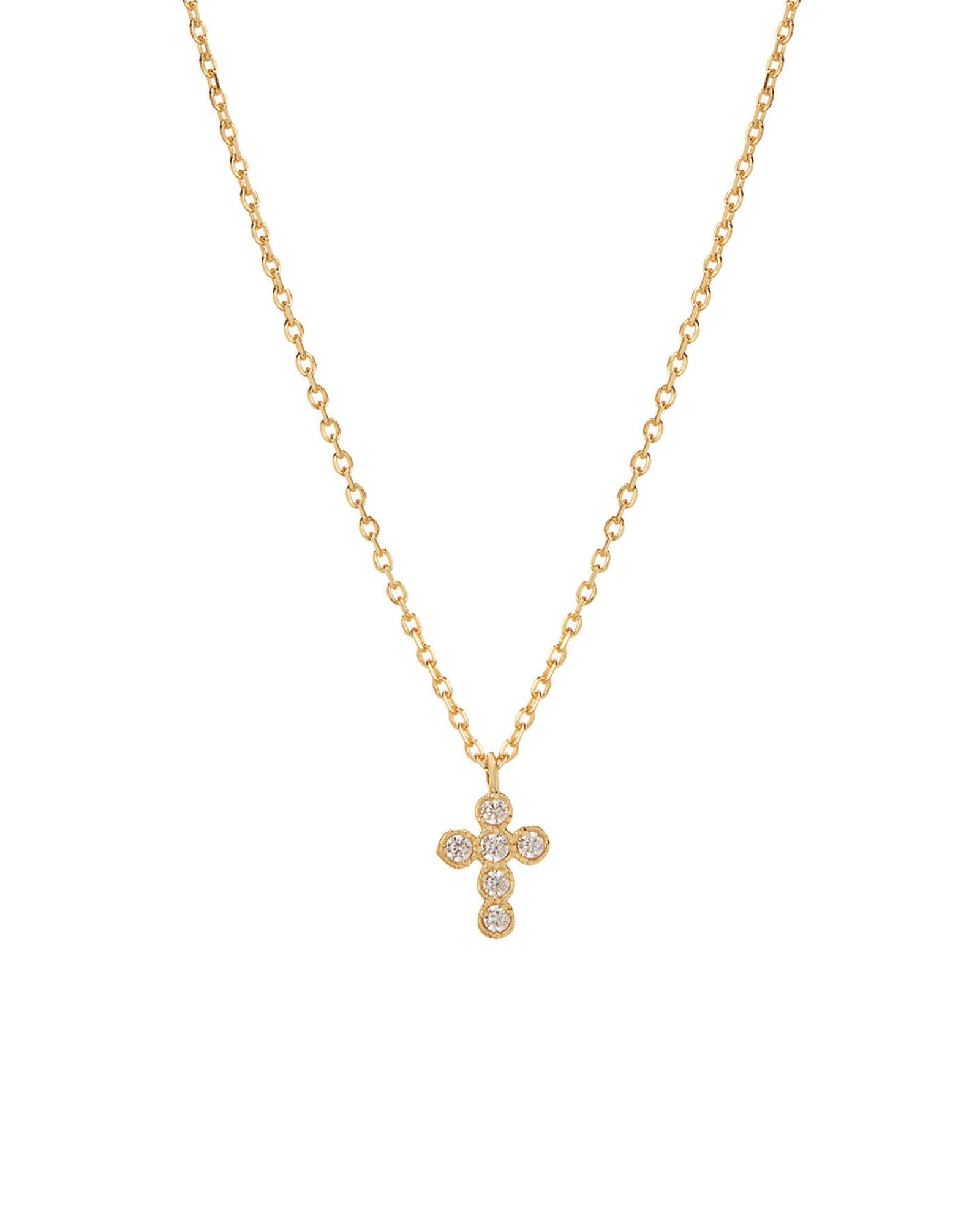 Quiet Icon-Cross Bezel CZ Necklace-Necklaces-14k Gold Vermeil, Cubic Zirconia-Blue Ruby Jewellery-Vancouver Canada