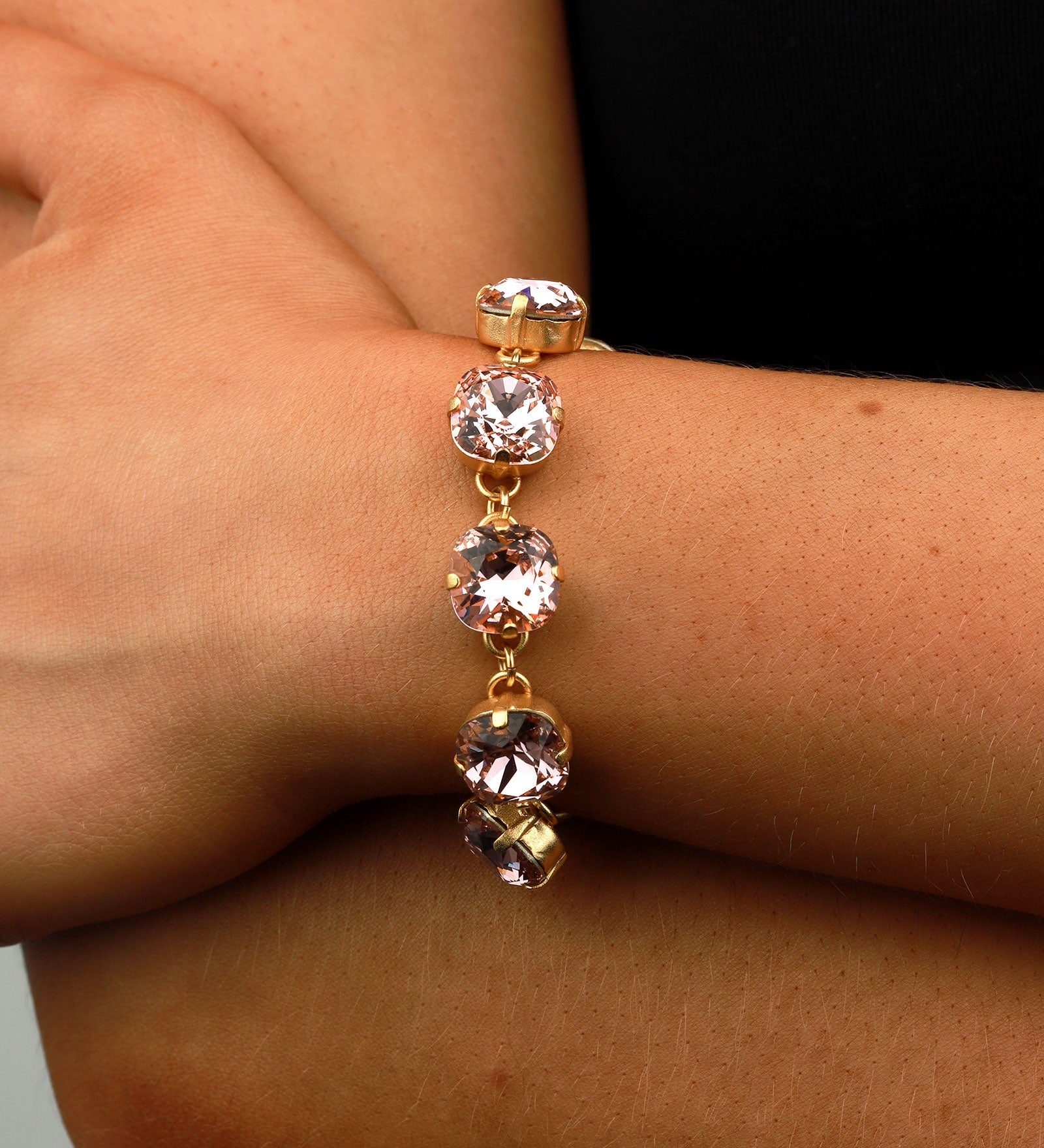 La Vie Parisienne-Crystal Bracelet | 12mm-Bracelets-14k Gold Plated, Blush Crystal-Blue Ruby Jewellery-Vancouver Canada