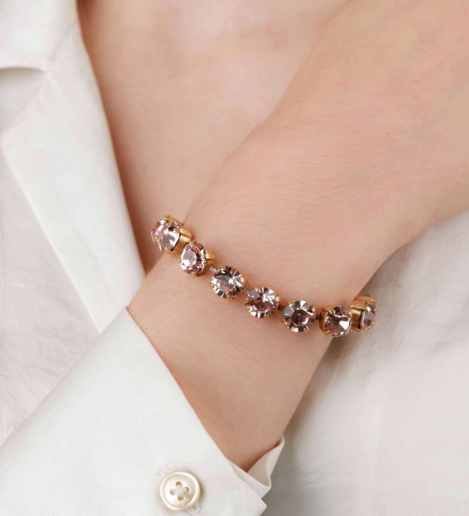 La Vie Parisienne-Crystal Bracelet | 8mm-Bracelets-14k Gold Plated, Blush Crystal-Blue Ruby Jewellery-Vancouver Canada