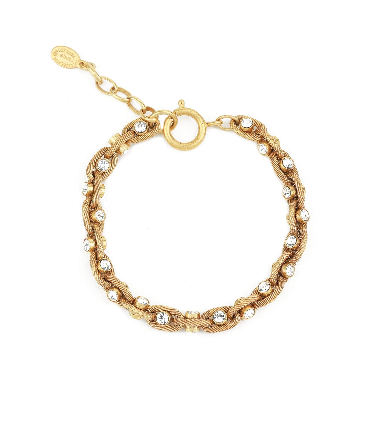 La Vie Parisienne-Crystal In Link Bracelet-Bracelets-Gold Plated, White Crystal-Blue Ruby Jewellery-Vancouver Canada