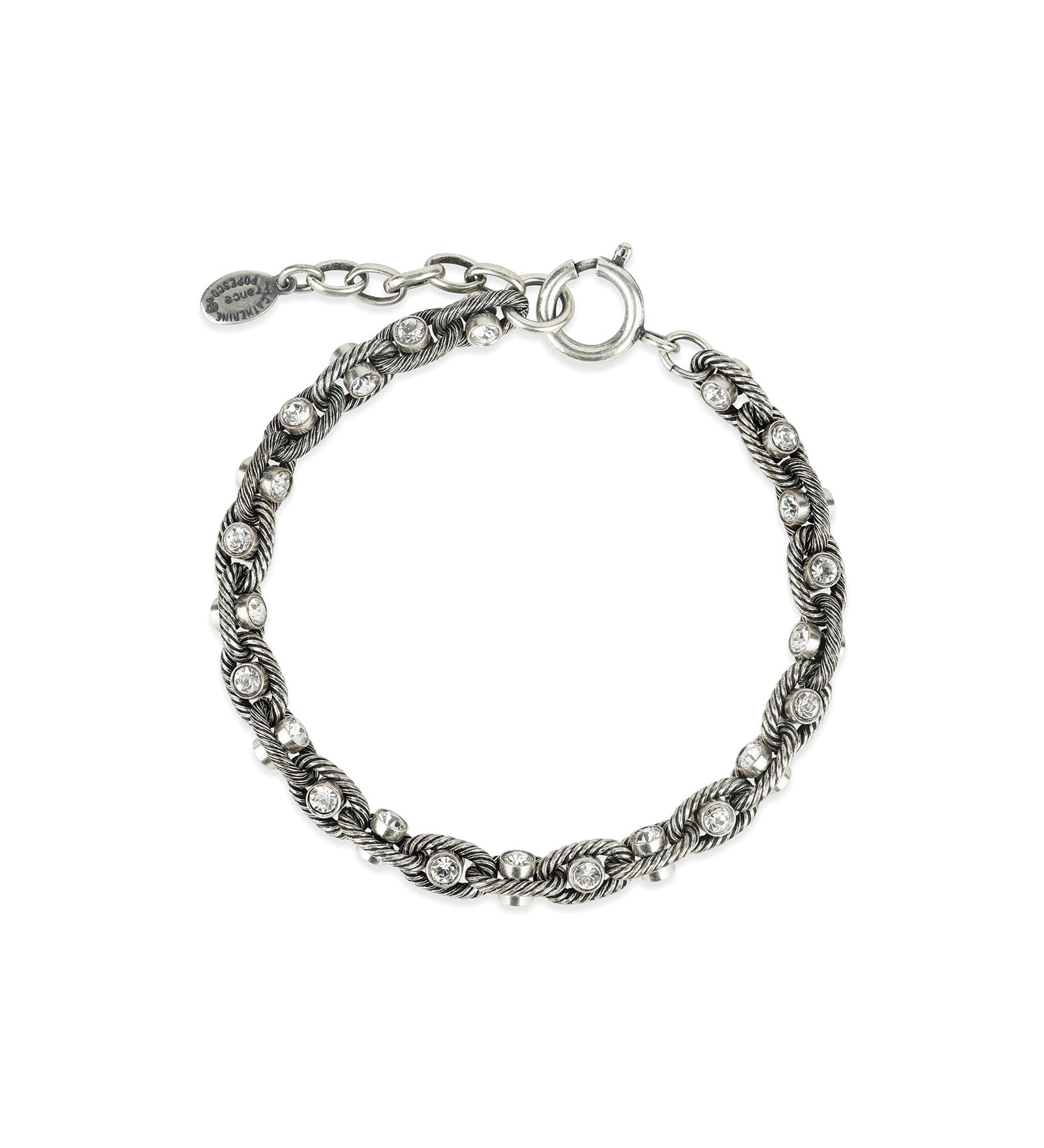 La Vie Parisienne-Crystal In Link Bracelet-Bracelets-Sterling Silver Plated, White Crystal-Blue Ruby Jewellery-Vancouver Canada