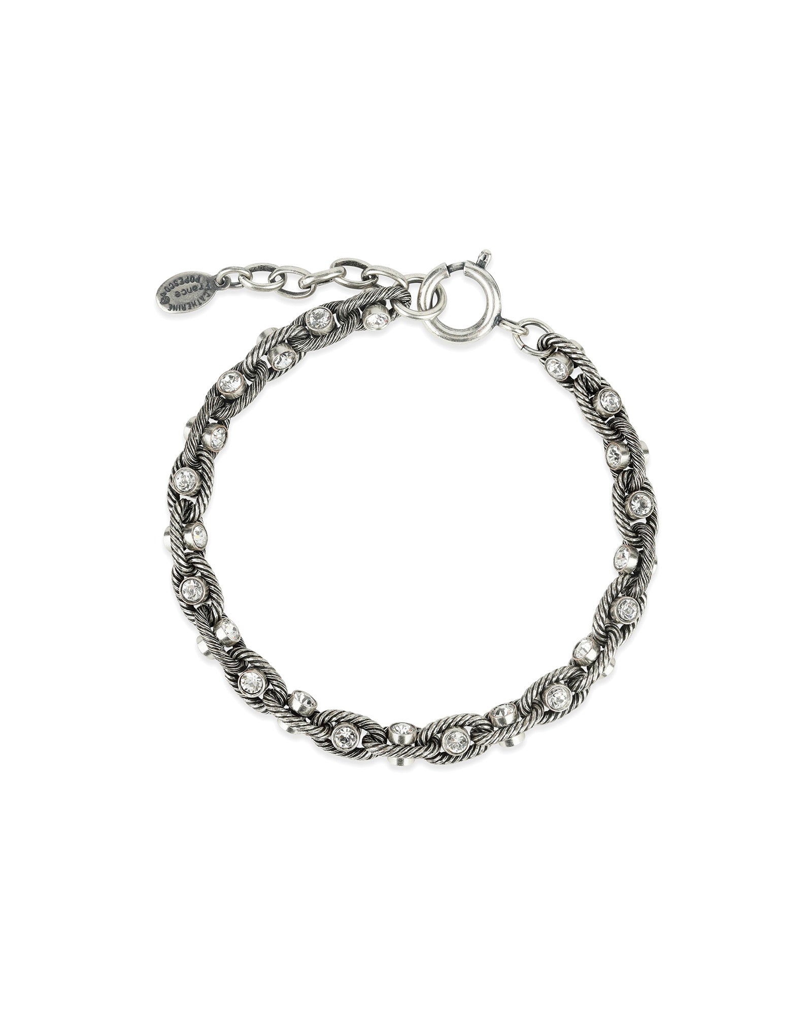 La Vie Parisienne-Crystal In Link Bracelet-Bracelets-Sterling Silver Plated, White Crystal-Blue Ruby Jewellery-Vancouver Canada