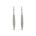 La Vie Parisienne-Crystal Long Leaf Hooks-Earrings-Sterling Silver Plated, Black Diamond Crystal-Blue Ruby Jewellery-Vancouver Canada