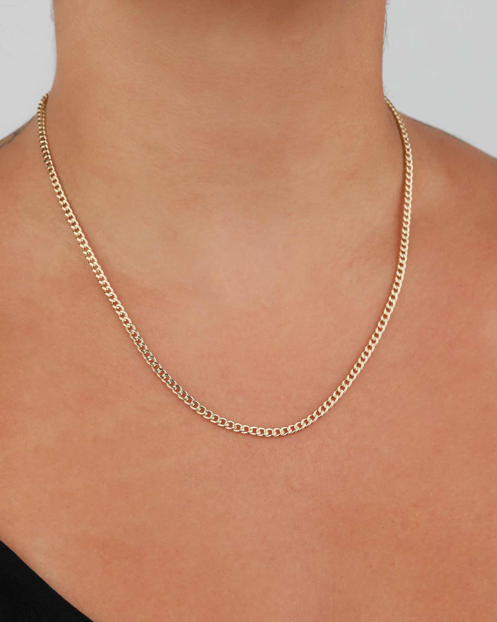 Curb Chain Necklace | Small 14k Yellow Gold / 18"