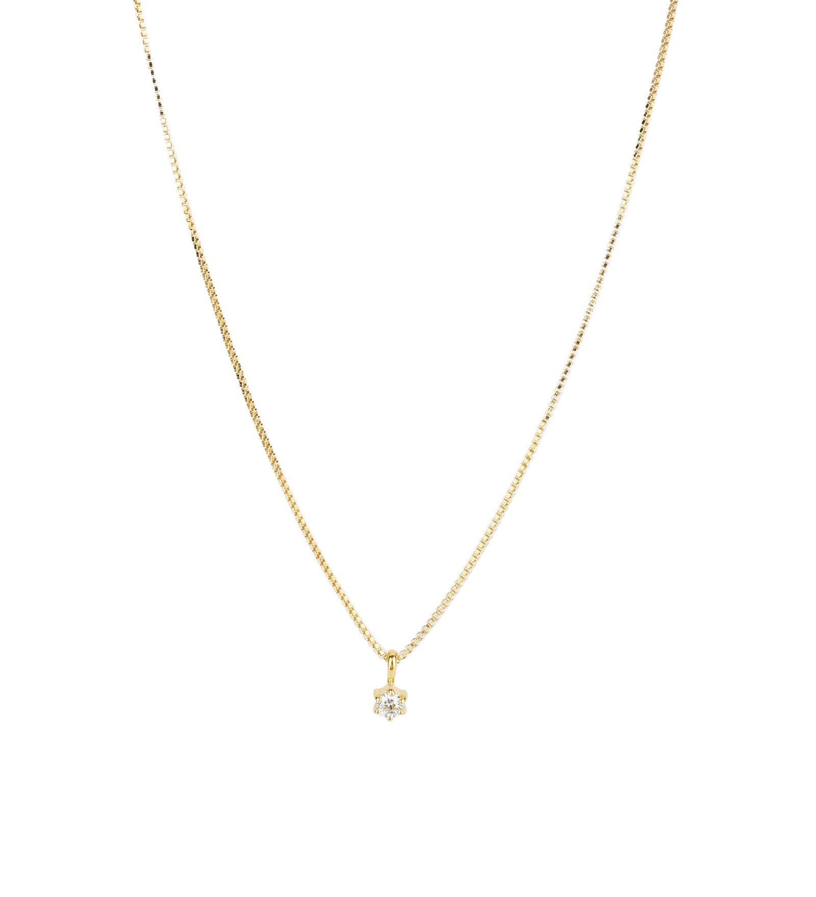 Tashi-CZ 6 Prong Necklace-Necklaces-14k Gold Vermeil, Cubic Zirconia-Blue Ruby Jewellery-Vancouver Canada