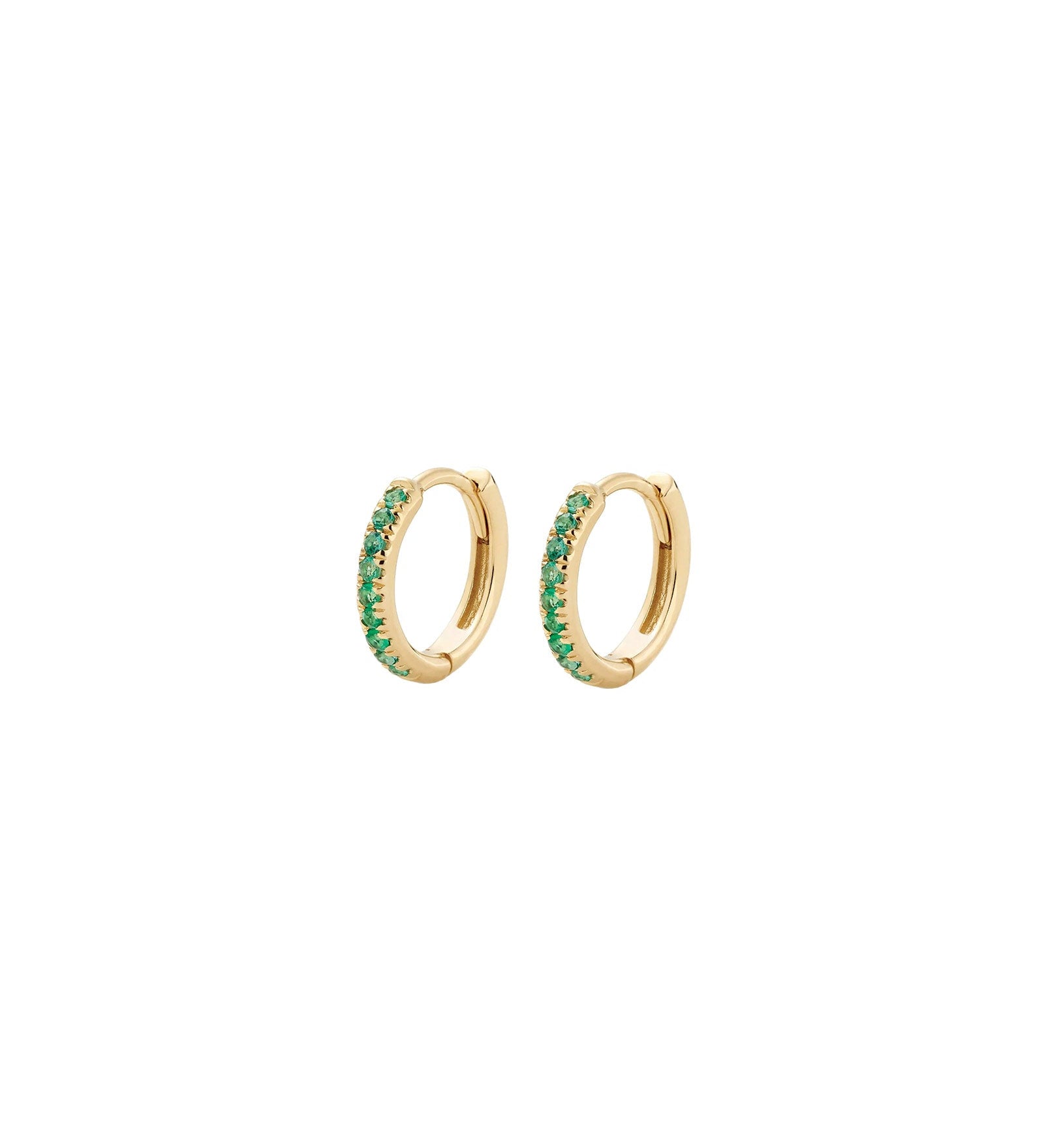 Quiet Icon-Cz Huggies | 12mm-Earrings-14k Gold Vermeil, Green Cubic Zirconia-Blue Ruby Jewellery-Vancouver Canada