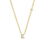 Tai-CZ Initial Necklace-Necklaces-14k Gold Plated, Cubic Zirconia-E-Blue Ruby Jewellery-Vancouver Canada