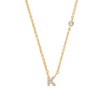 Tai-CZ Initial Necklace-Necklaces-14k Gold Plated, Cubic Zirconia-K-Blue Ruby Jewellery-Vancouver Canada