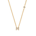 Tai-CZ Initial Necklace-Necklaces-14k Gold Plated, Cubic Zirconia-M-Blue Ruby Jewellery-Vancouver Canada